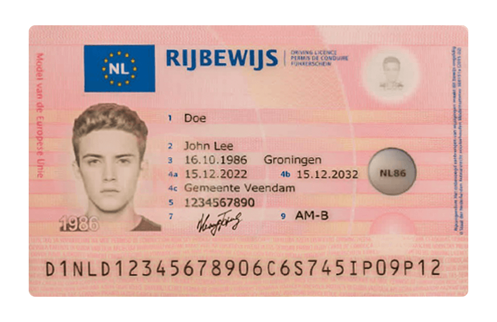 NL driving licence front