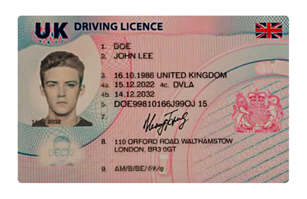 UK License Front